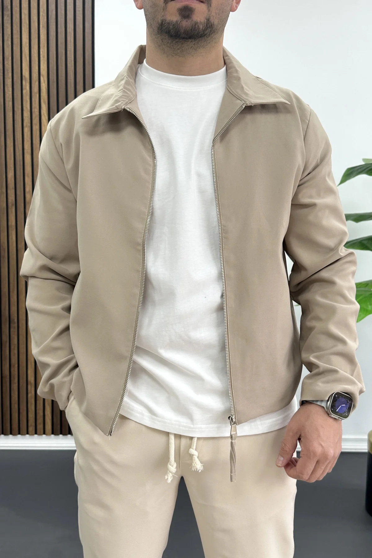 Erkek Normal Kalıp İnce Mevsimlik Ceket Vizon Edw445