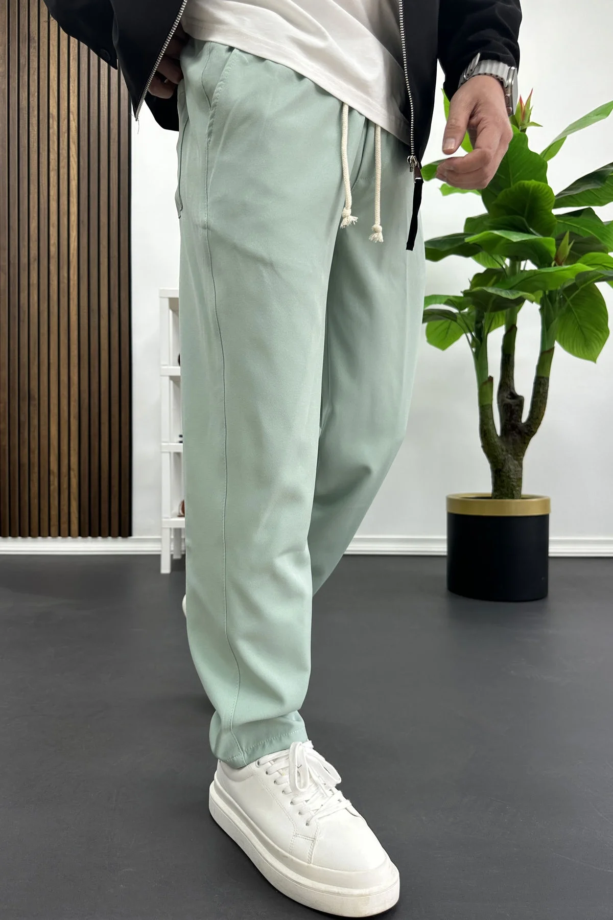 Erkek Düz Jogger Pantolon Yeşil Edw451