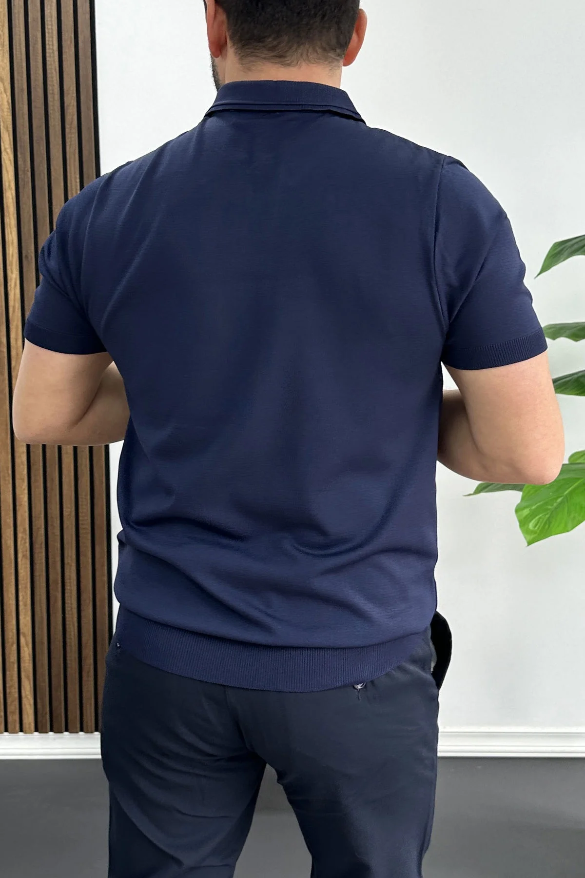 Erkek Polo Yaka Düz Tişört Lacivert Edw455