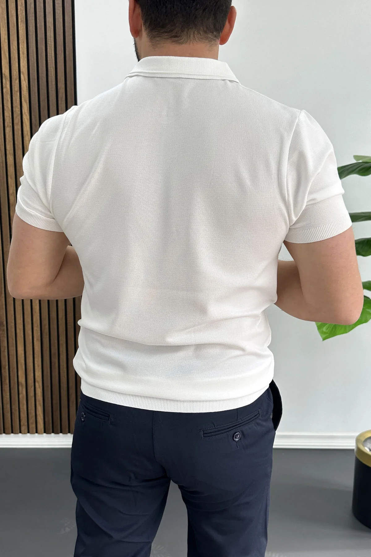 Erkek Polo Yaka Düz Tişört Beyaz Edw455