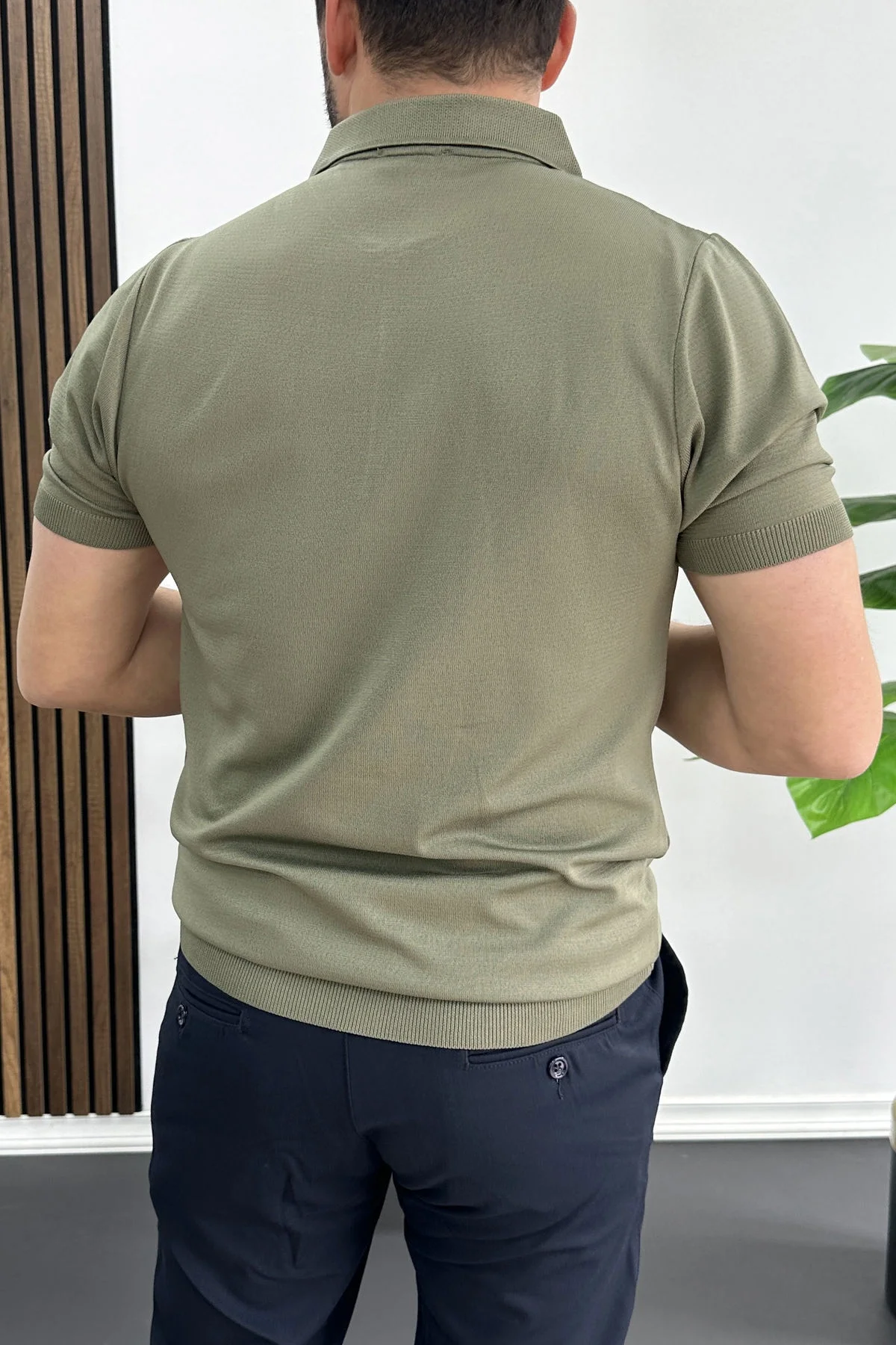 Erkek Polo Yaka Düz Tişört Açık Yeşil Edw455