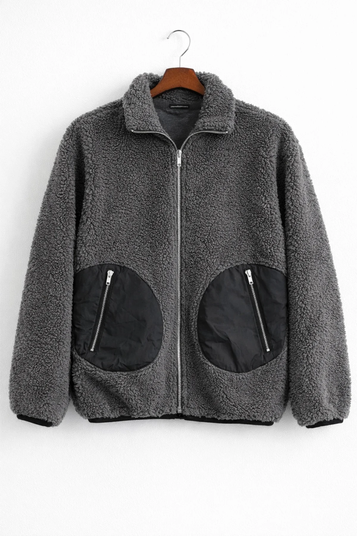 Erkek Cep Detaylı Peluş Hırka Füme Edw432