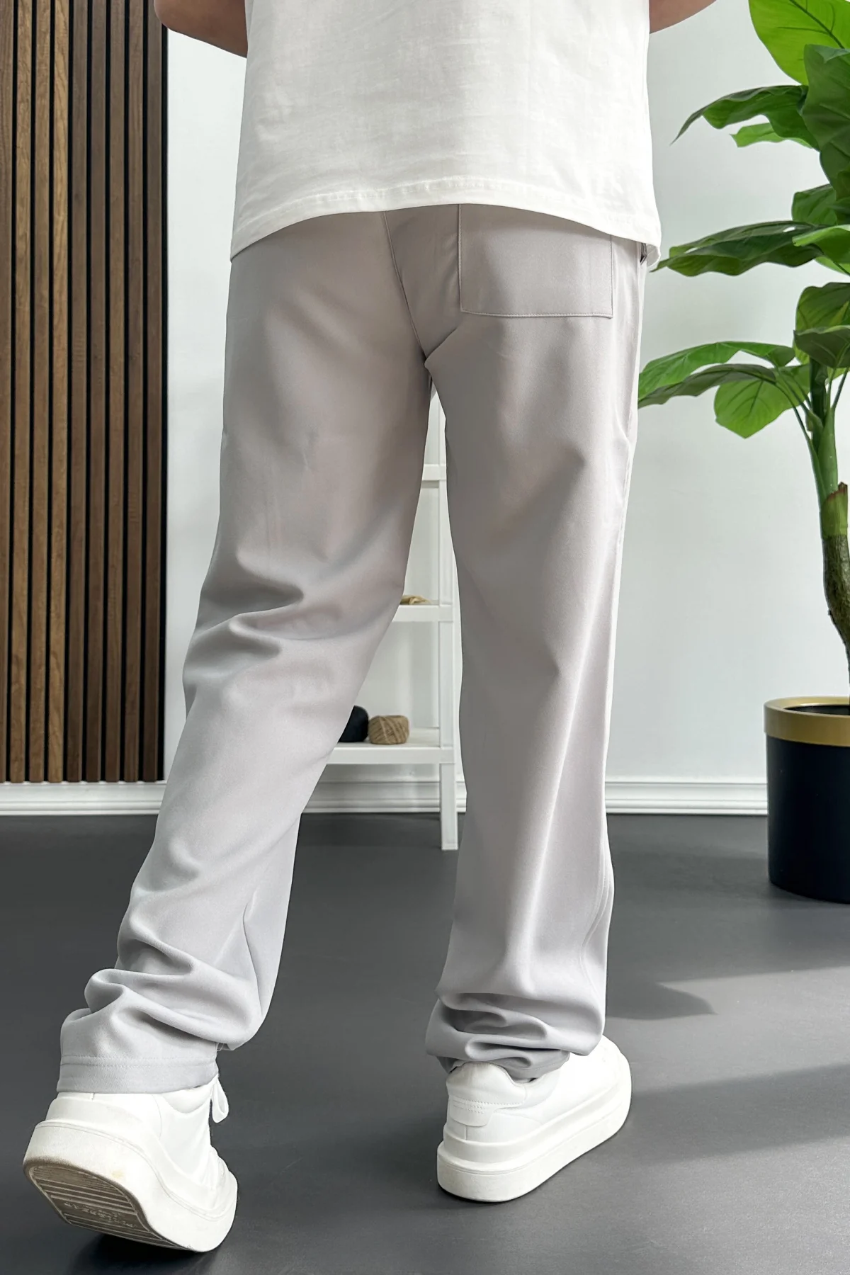 Erkek Rahat Kesim Düz Jogger Pantolon Gri Edw468