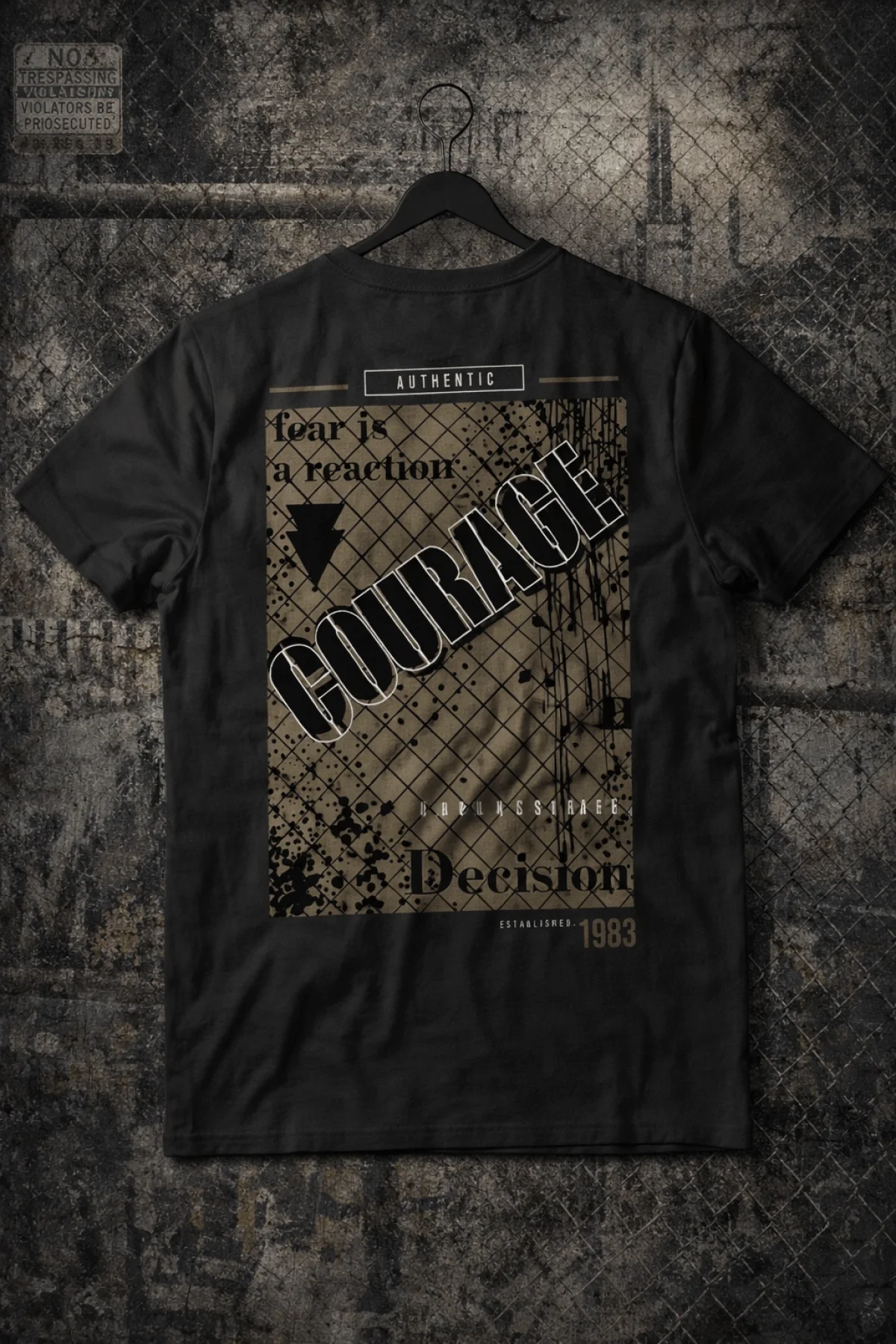 Courage Sırt Baskılı Pamuklu Tişört Edw905