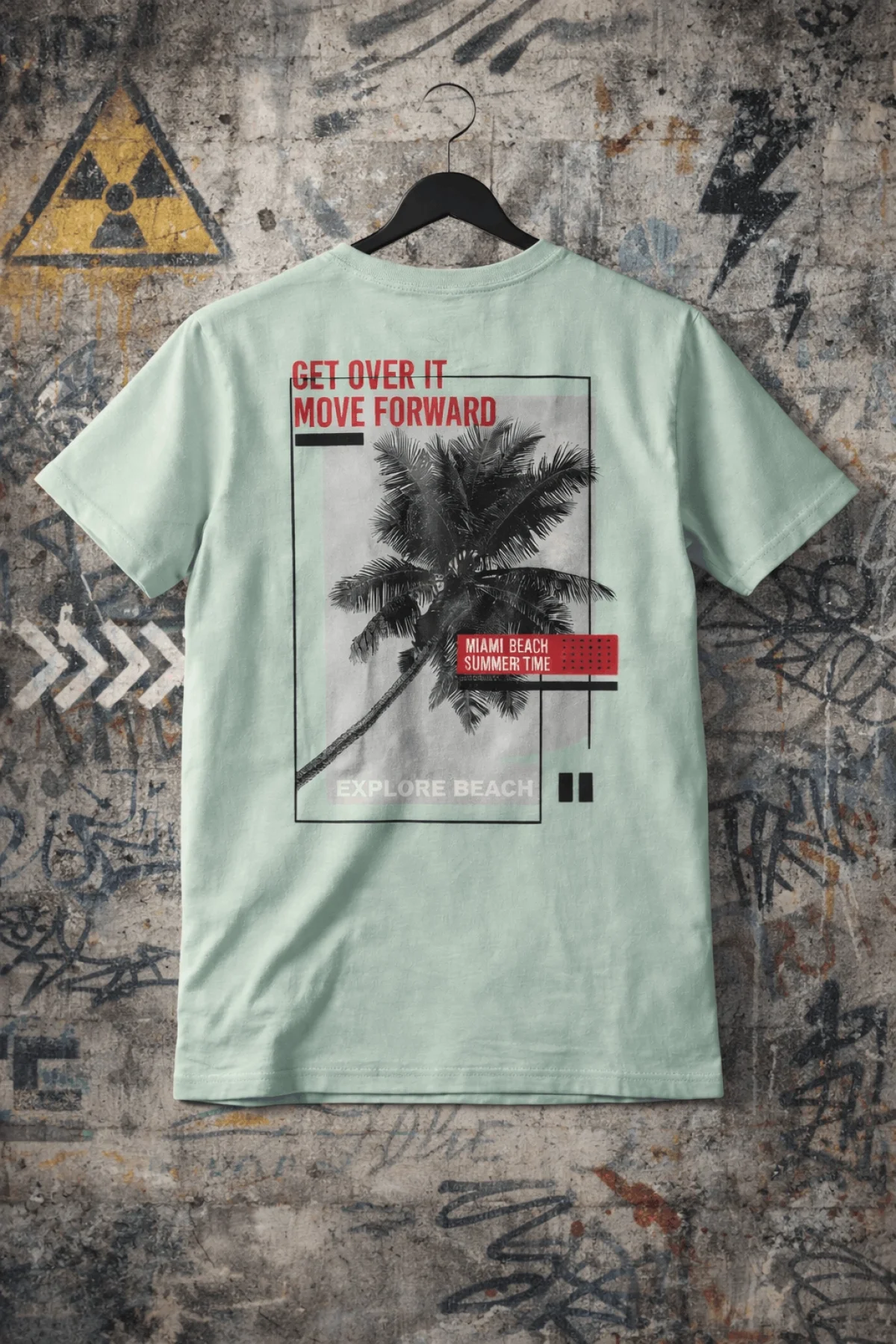 Beach Sırt Baskılı Pamuklu Tişört Edw908