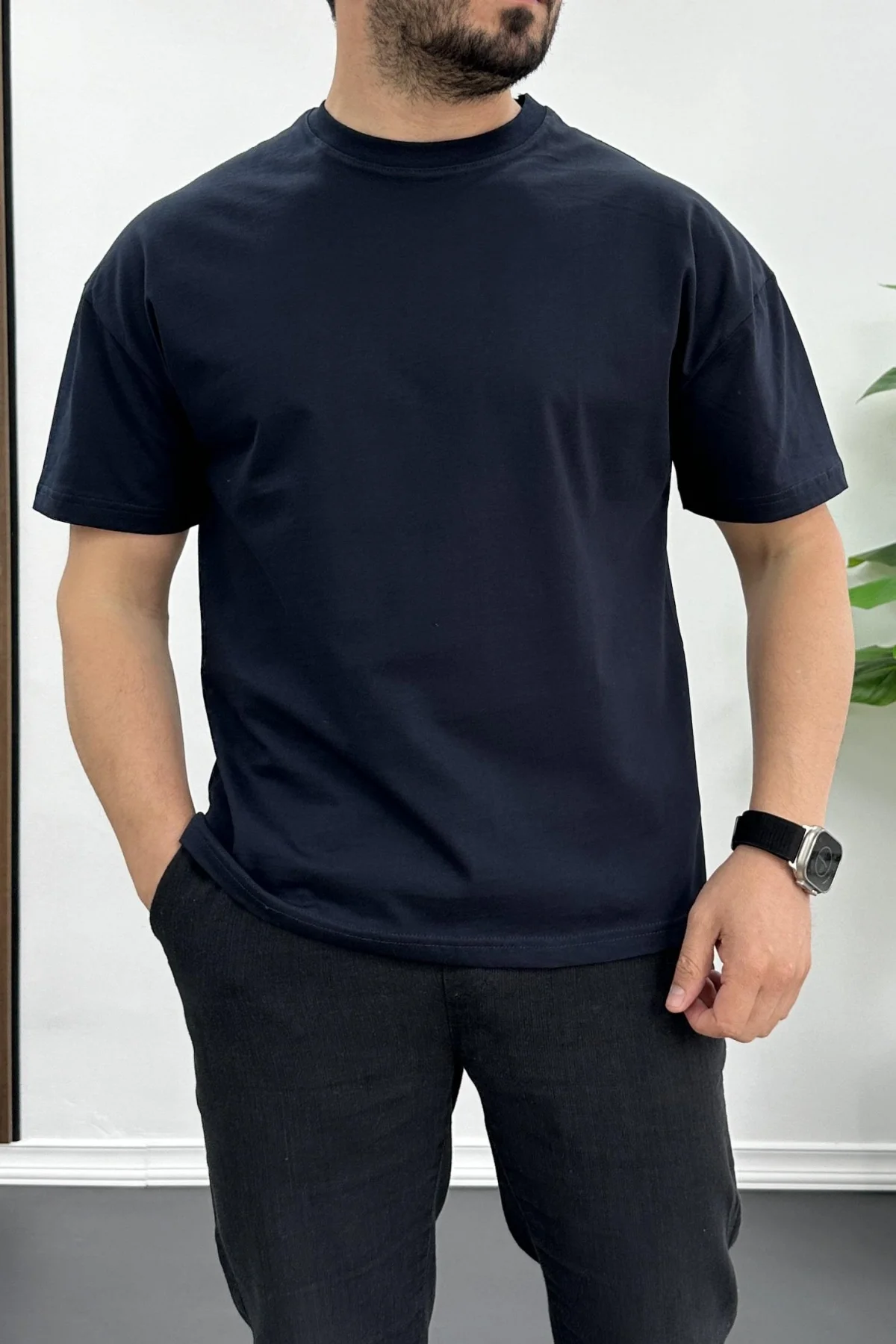 Erkek %100 Pamuk Nefes Alan Basic T-shirt Edw001