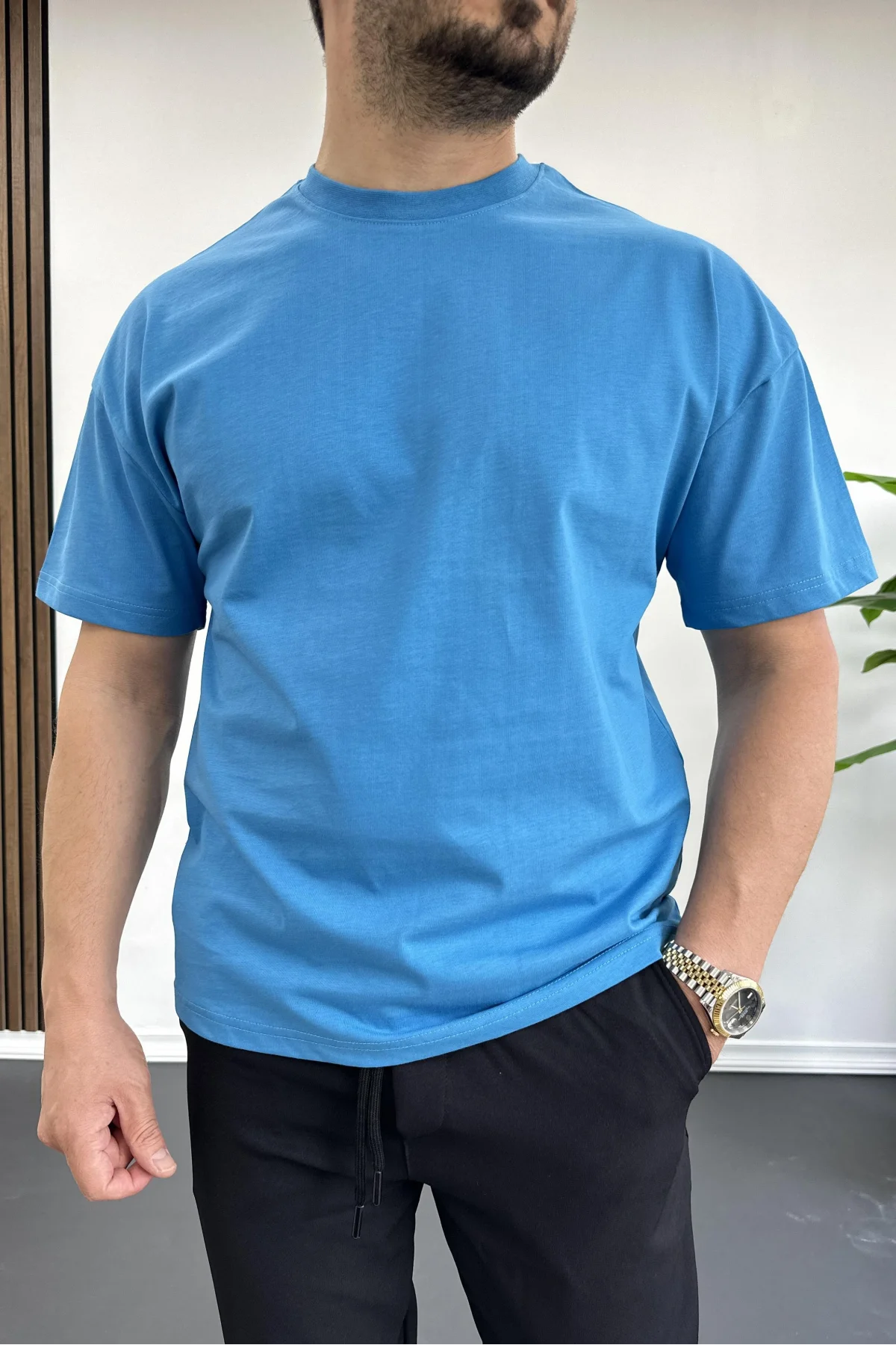 Erkek %100 Pamuk Nefes Alan Basic T-shirt Edw001