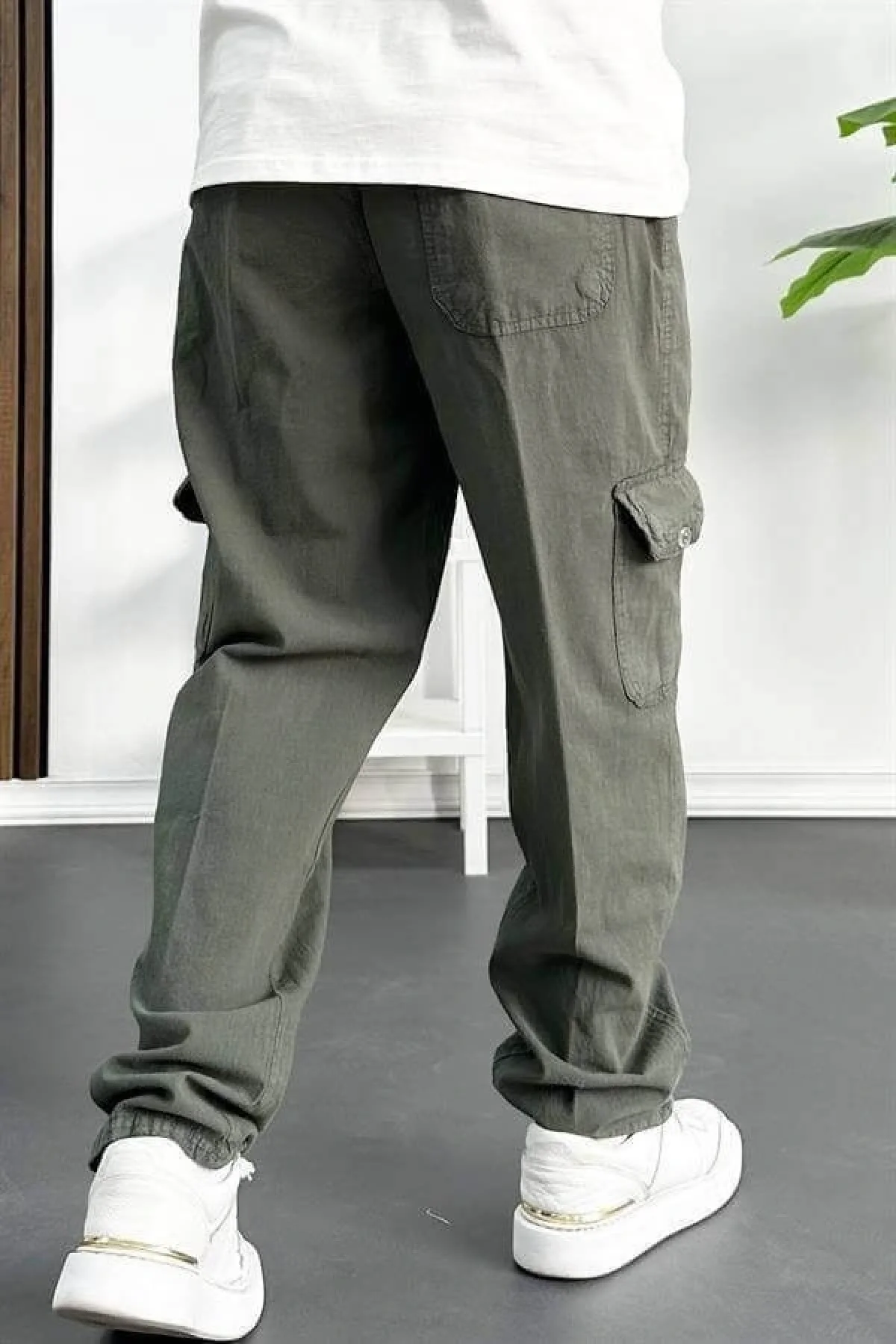 Erkek Baggy Kalıp Kargo Cepli Pantolon Yeşil Edw131