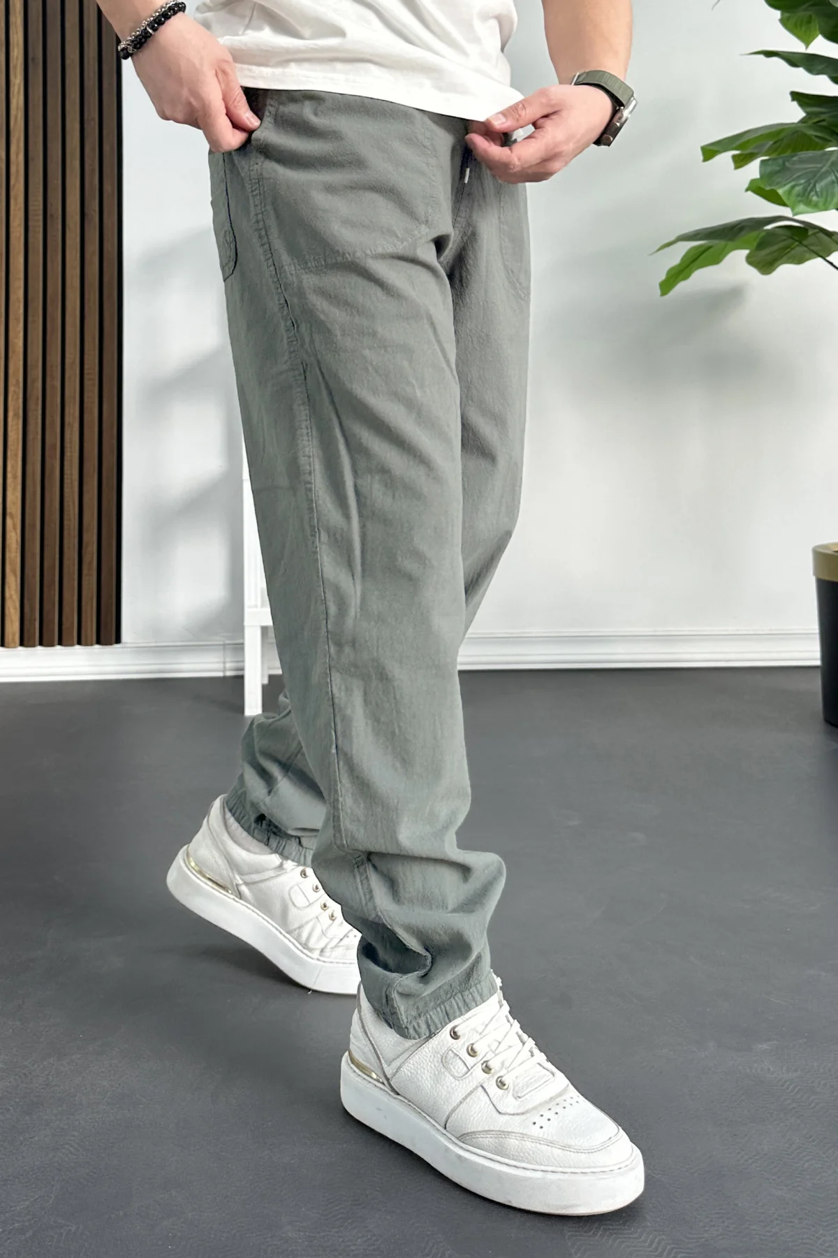 Erkek Baggy Kalıp Pantolon Açık Yeşil Edw130