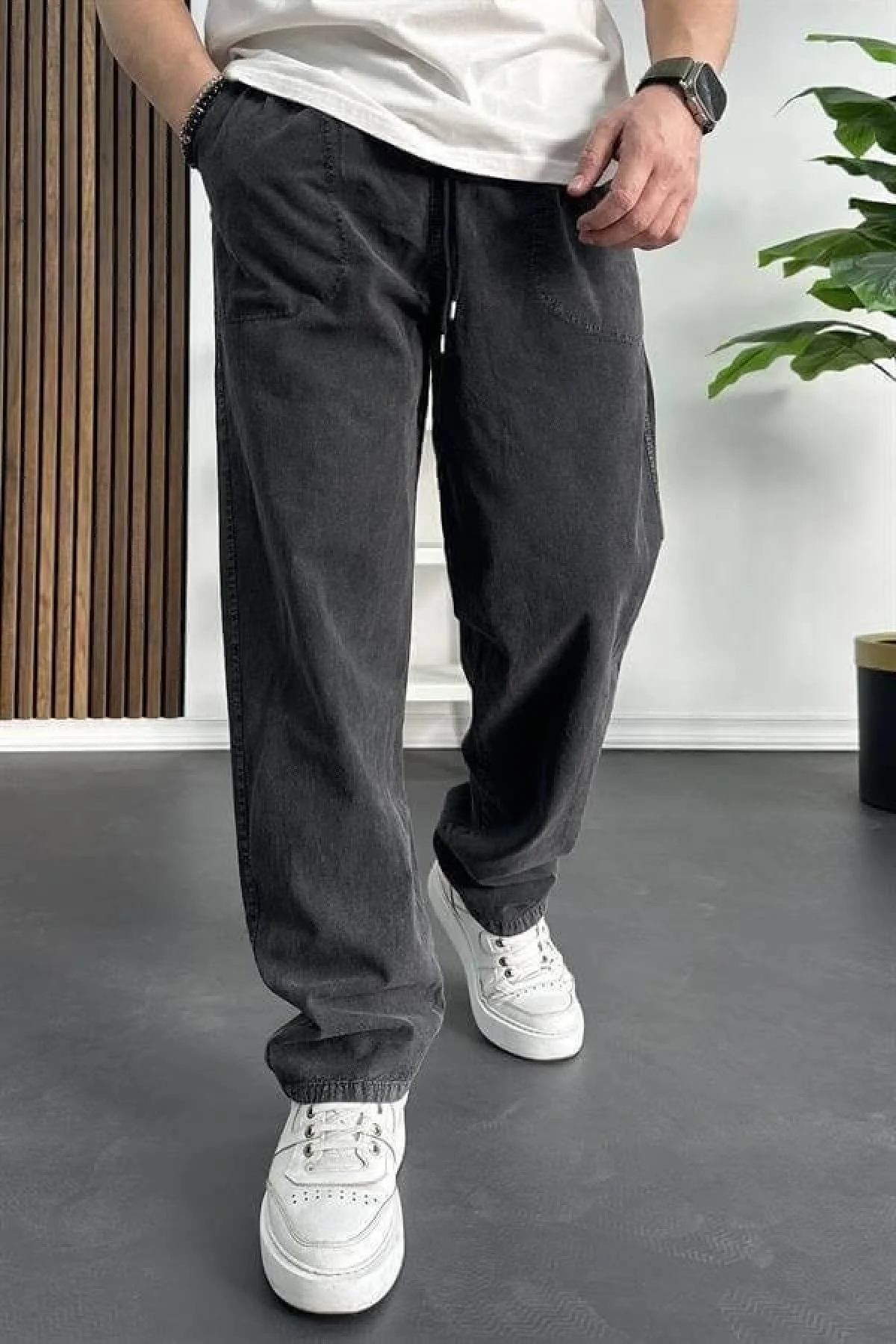 Erkek Baggy Kalıp Pantolon Antrasit Edw130