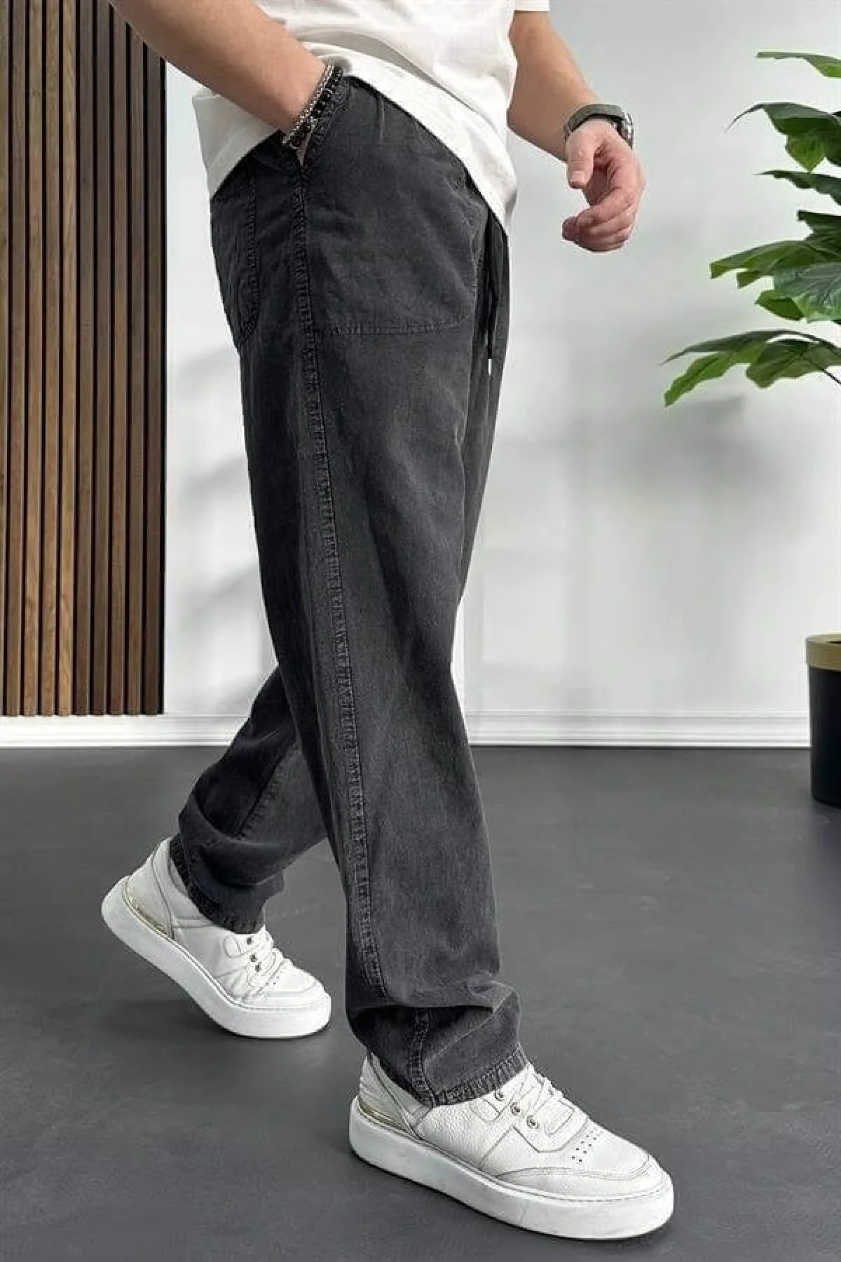Erkek Baggy Kalıp Pantolon Antrasit Edw130