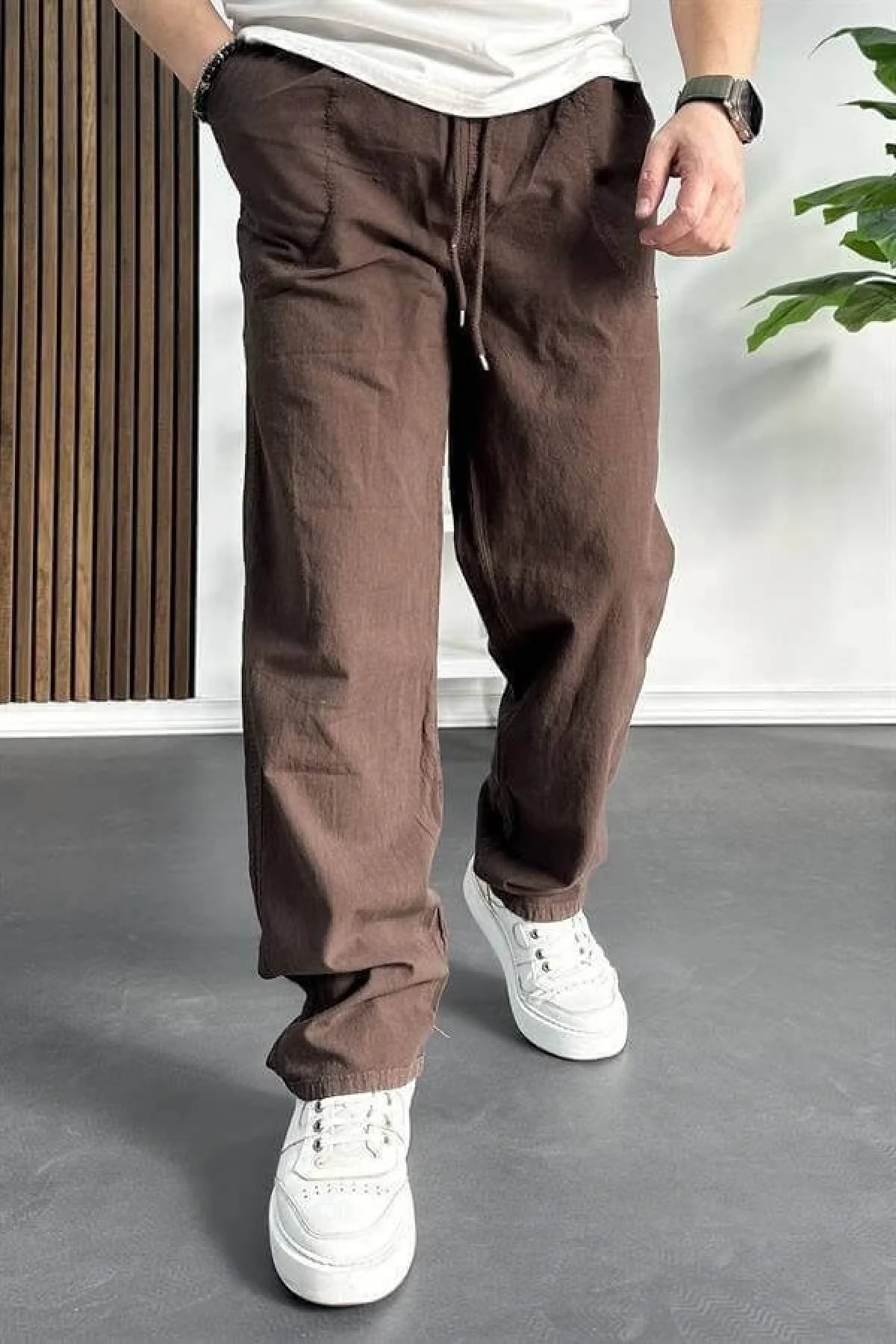 Erkek Baggy Kalıp Pantolon Kahverengi Edw130