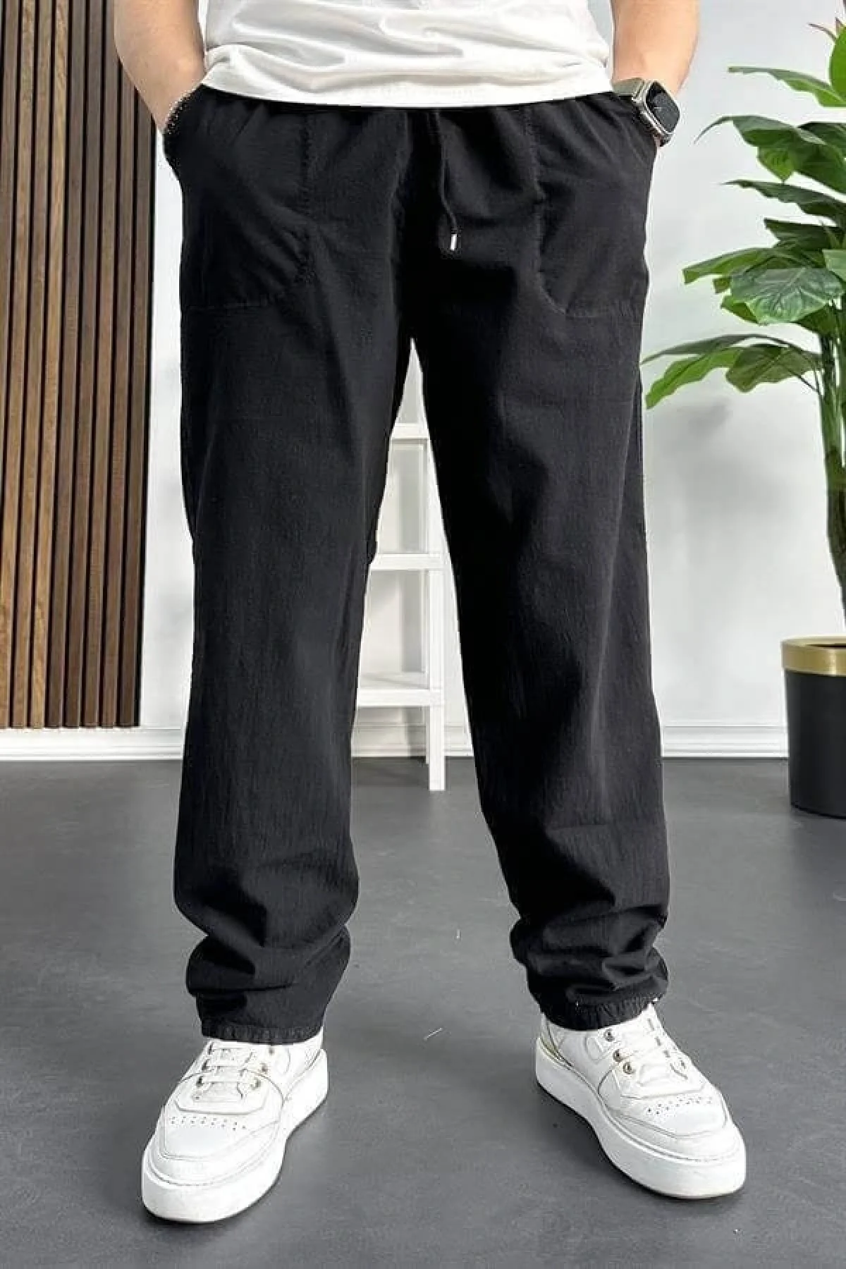 Erkek Baggy Kalıp Pantolon Siyah Edw130