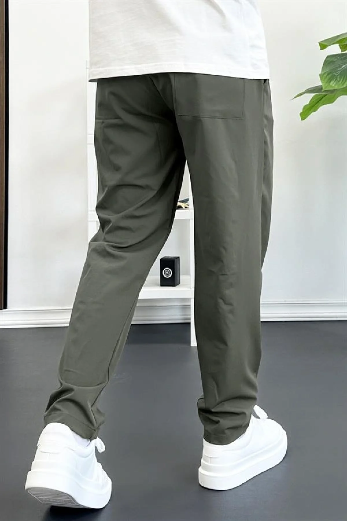 Erkek Beli Lastikli Jogger Pantolon Yeşil Edw354