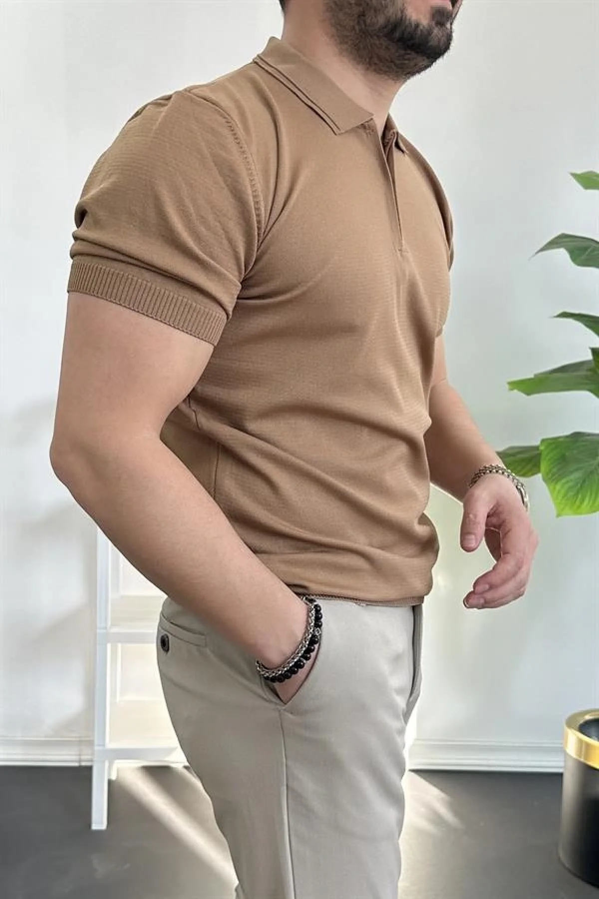 Erkek Polo Yaka Tişört Kahverengi Edw261