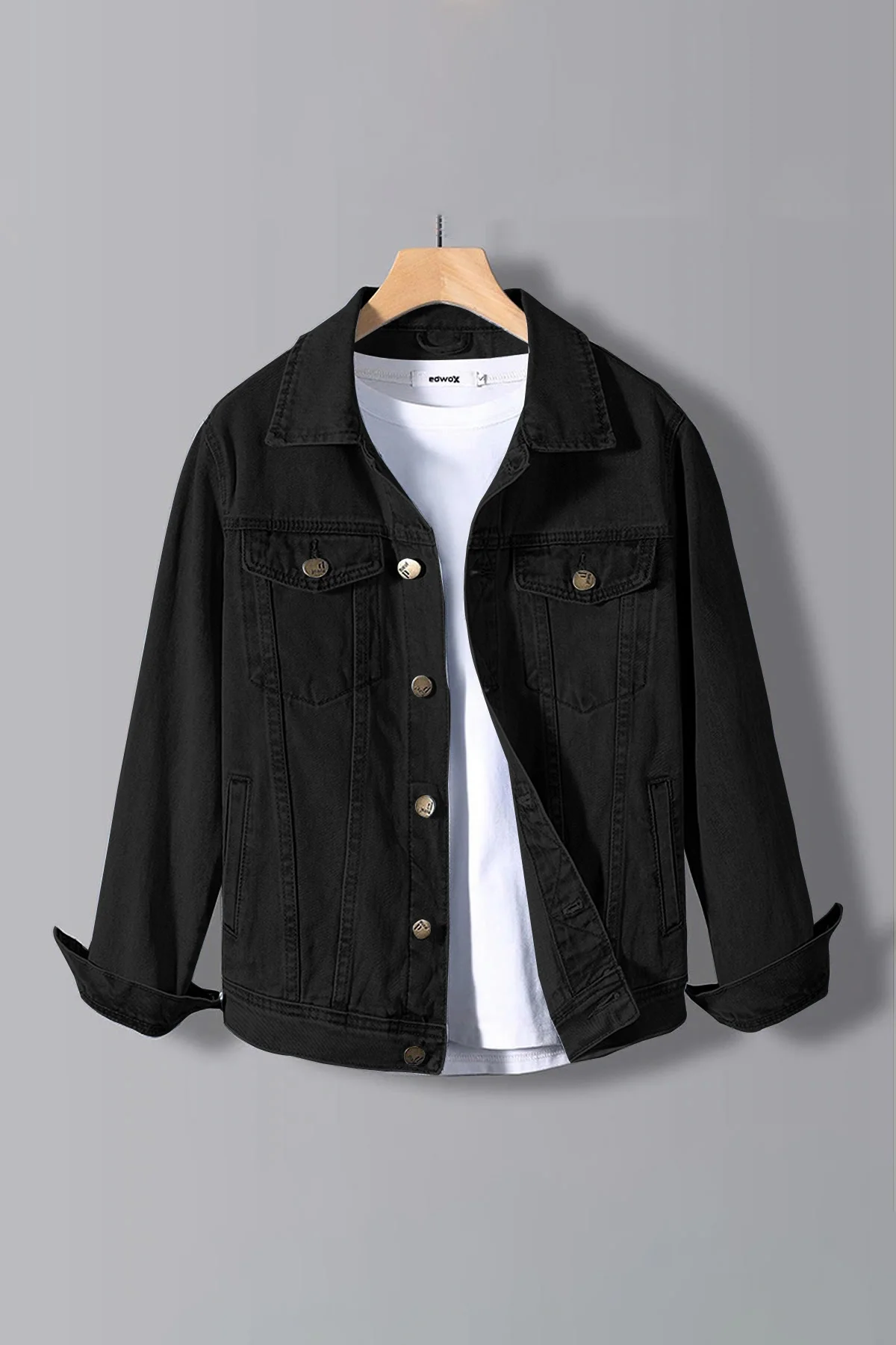 Erkek Regular Denim Kot Ceket Siyah Edw397