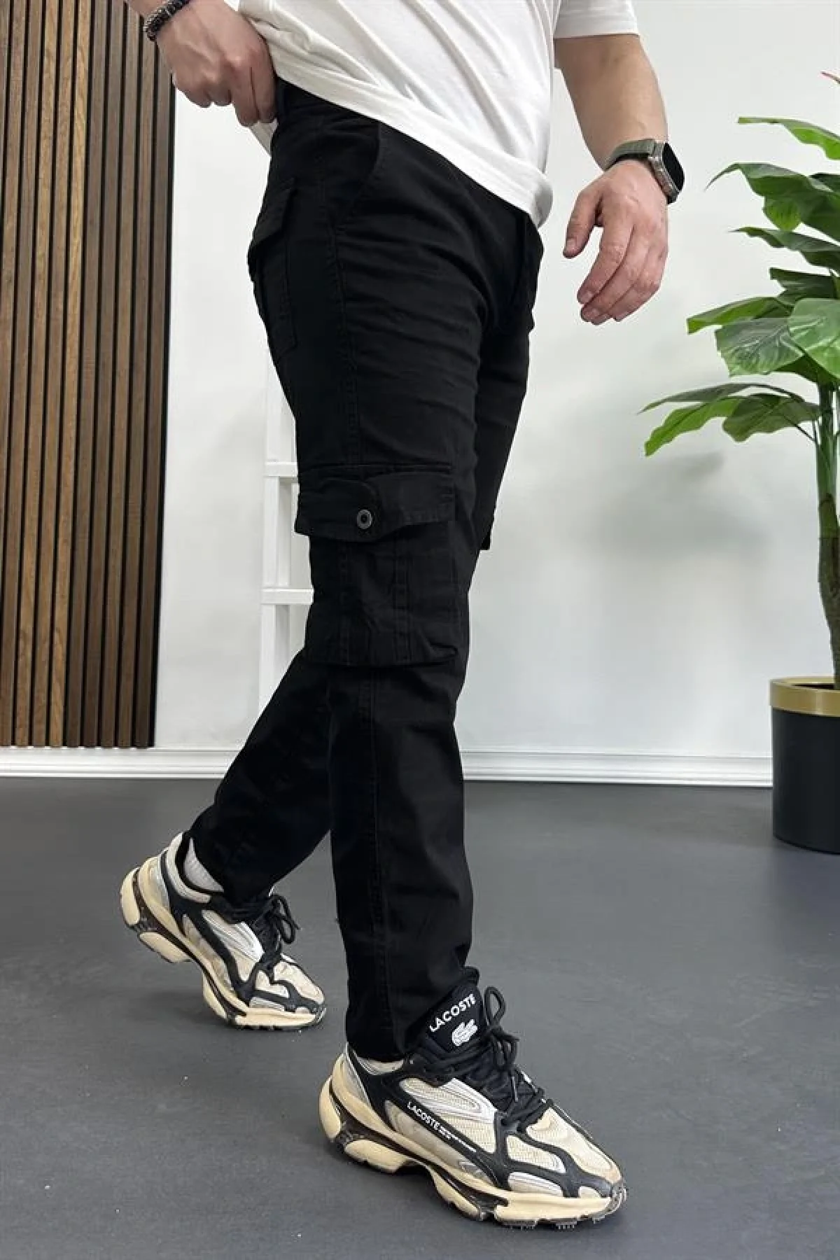 Erkek Regular Kargo Cepli Pantolon Siyah Edw232