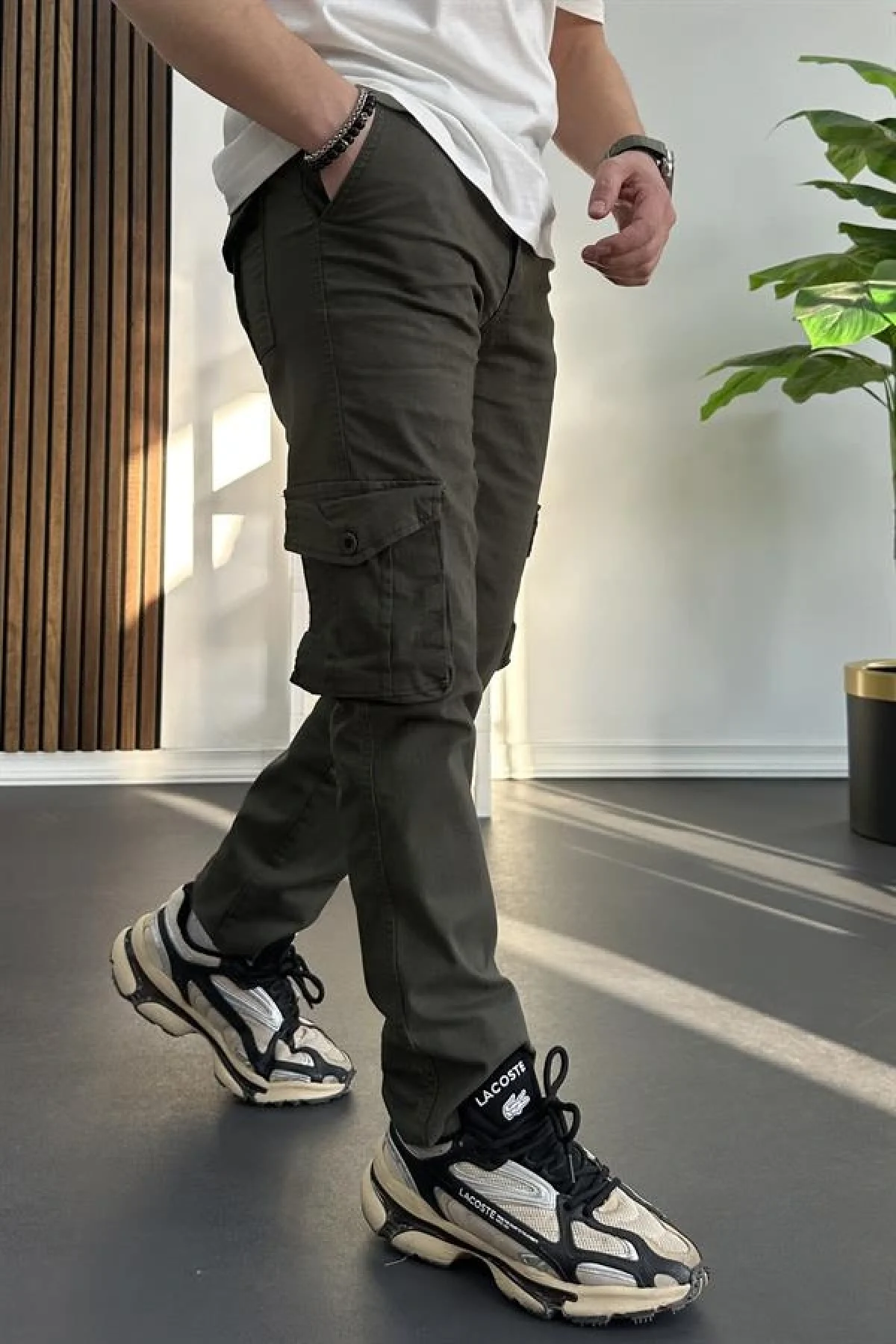 Erkek Regular Kargo Cepli Pantolon Yeşil Edw232