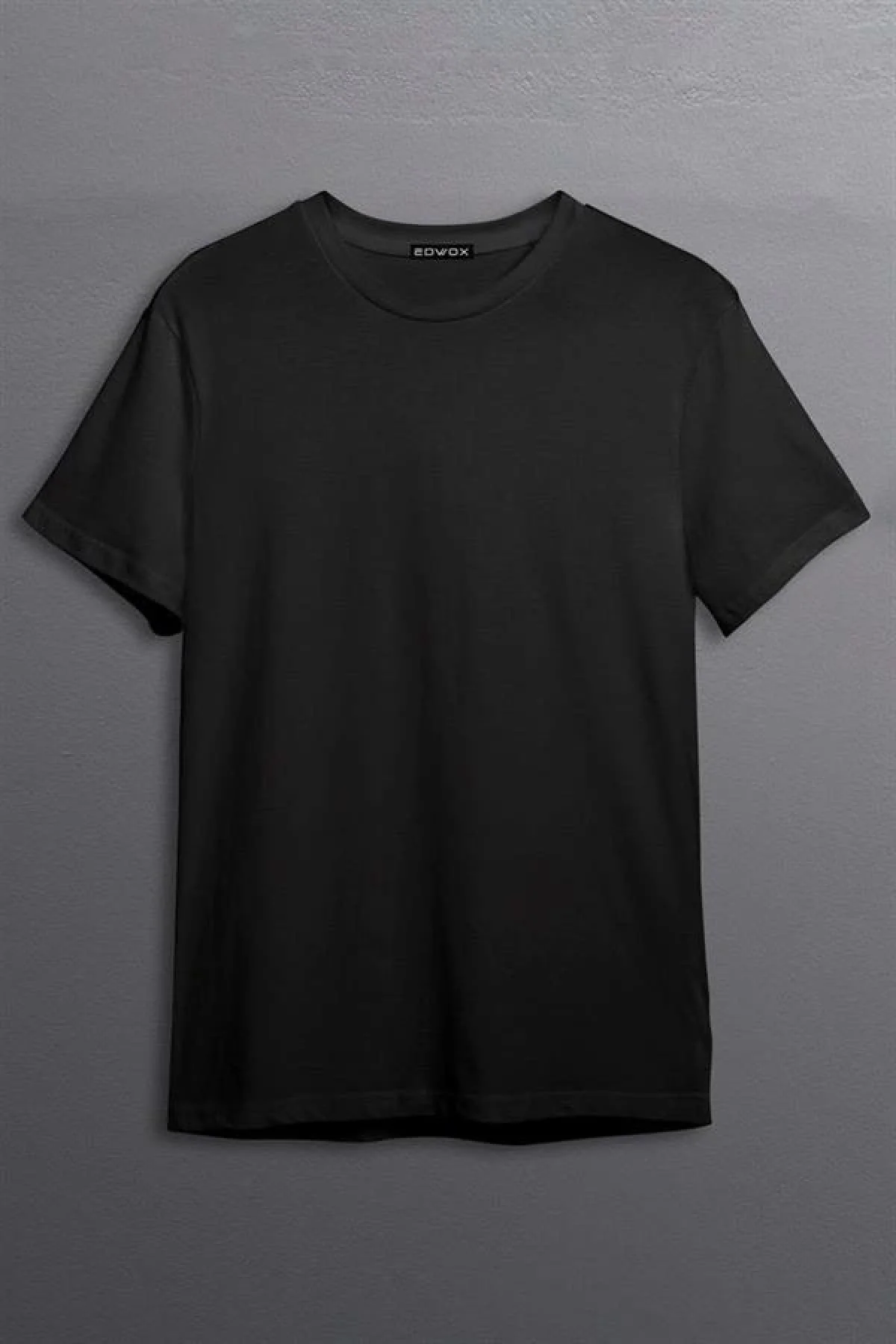 Erkek Slim Fit Düz Bisiklet Yaka Siyah Tişört Edw028