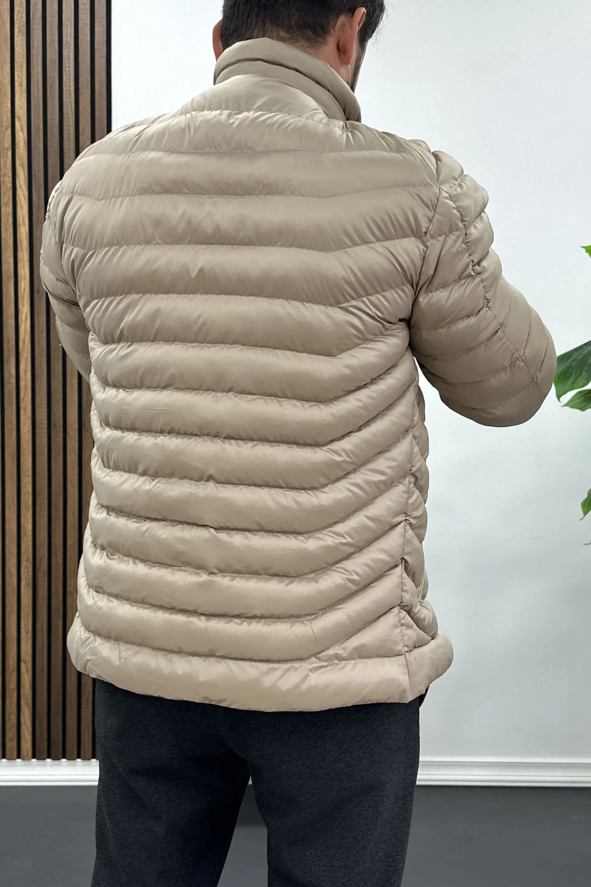 Erkek Slim Fit Şişme Mont Vizon Edw435