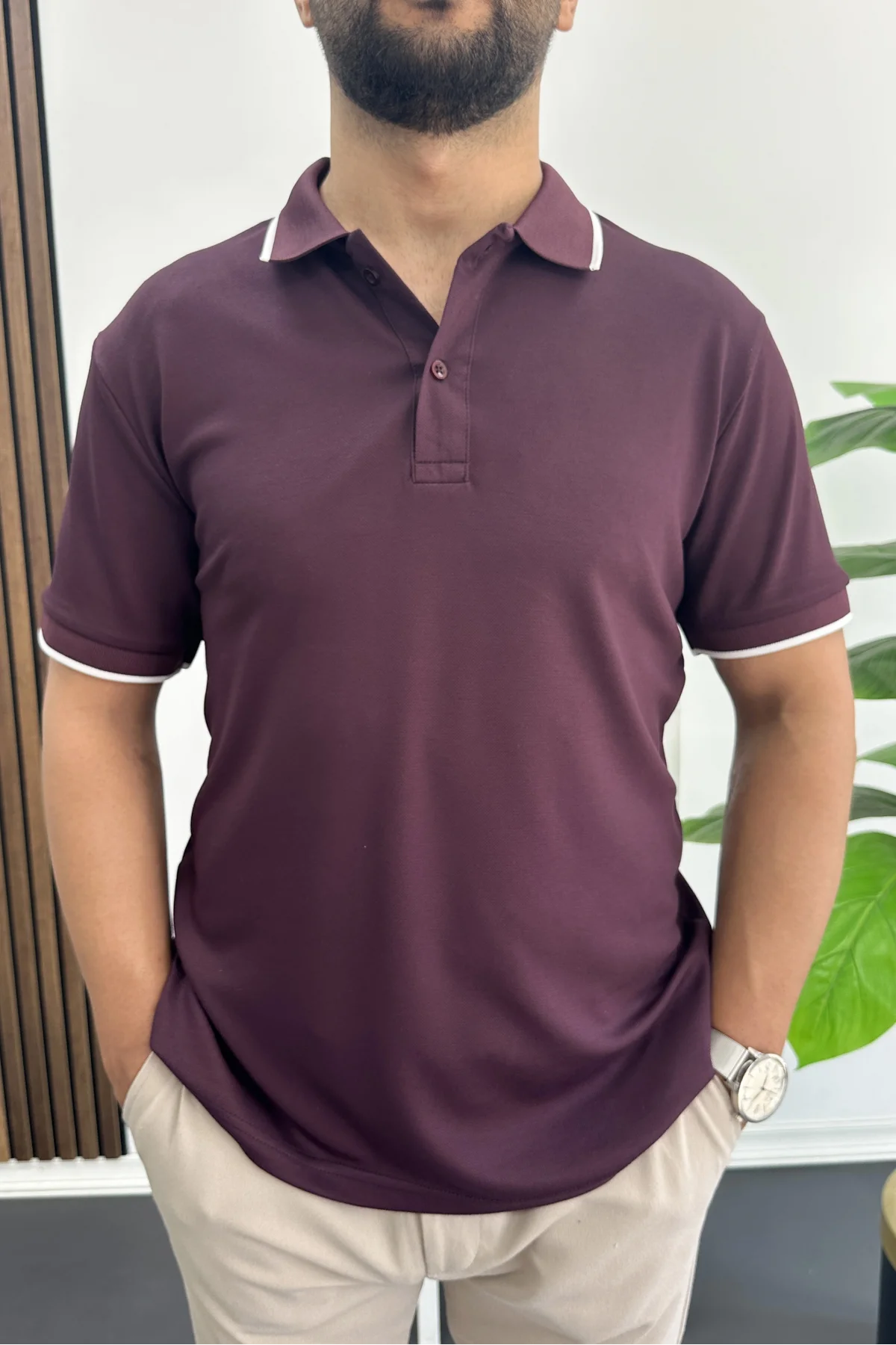 Polo Yaka Tişört Pantolon 2li Takım Bordo Edw506Tk