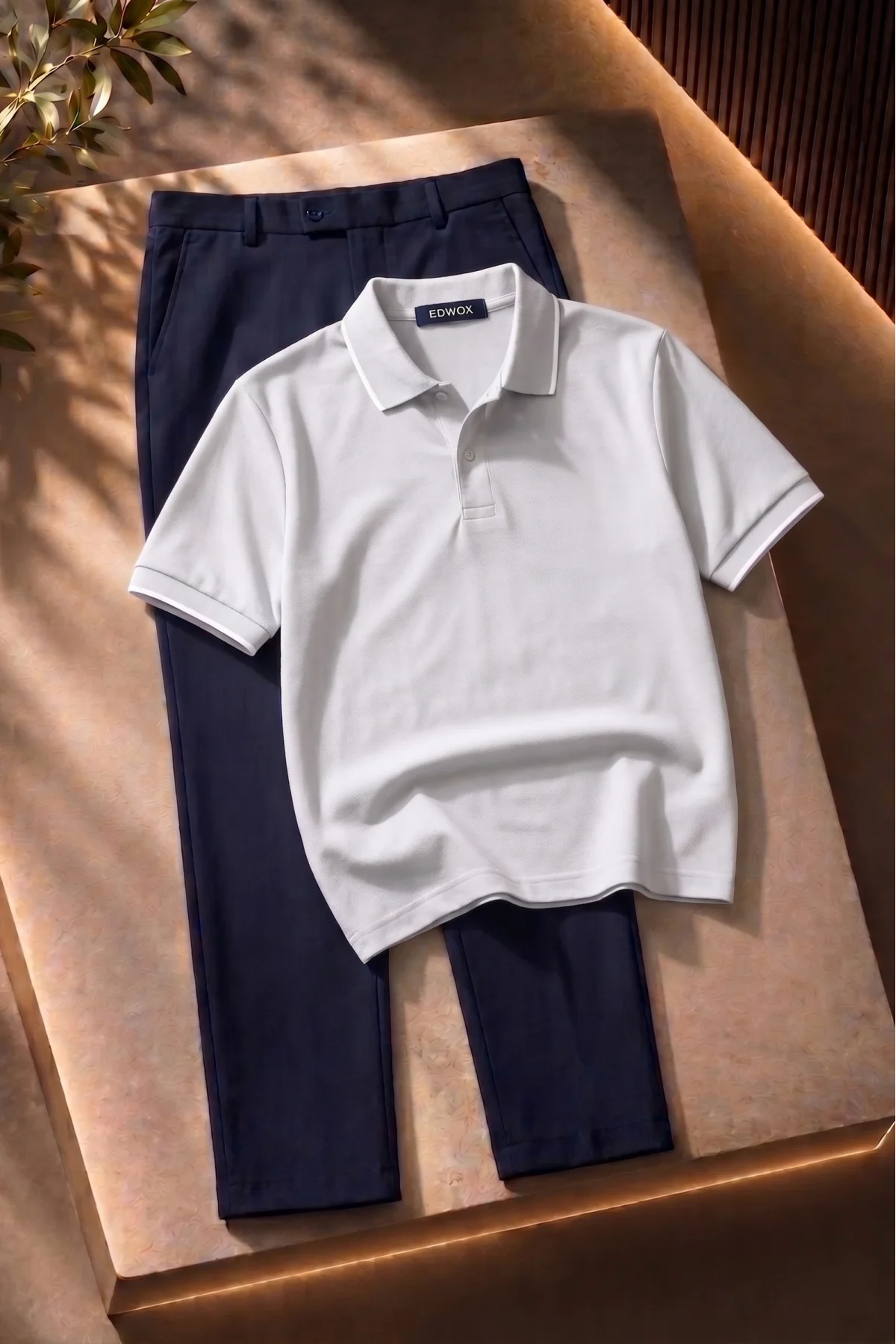 Polo Yaka Tişört Pantolon 2li Takım Gri Edw506Tk