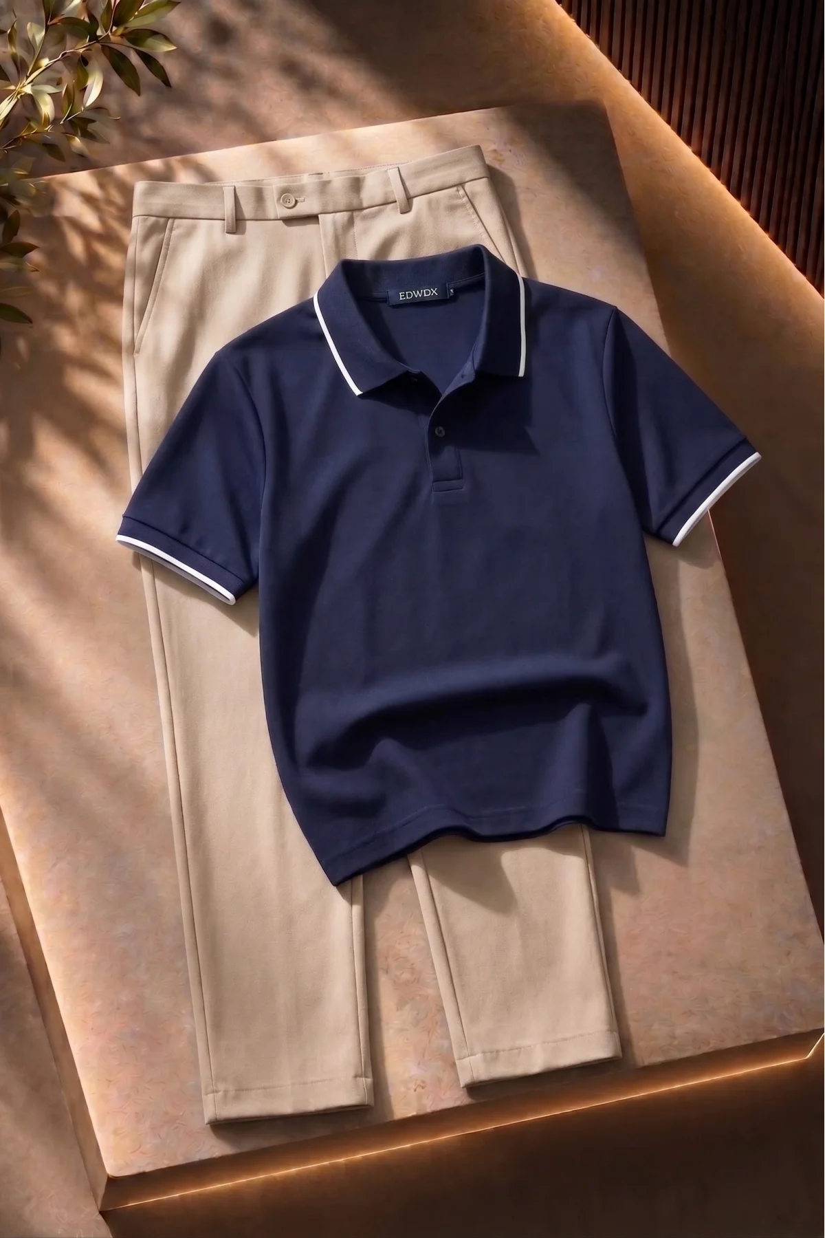 Polo Yaka Tişört Pantolon 2li Takım Lacivert Edw506Tk