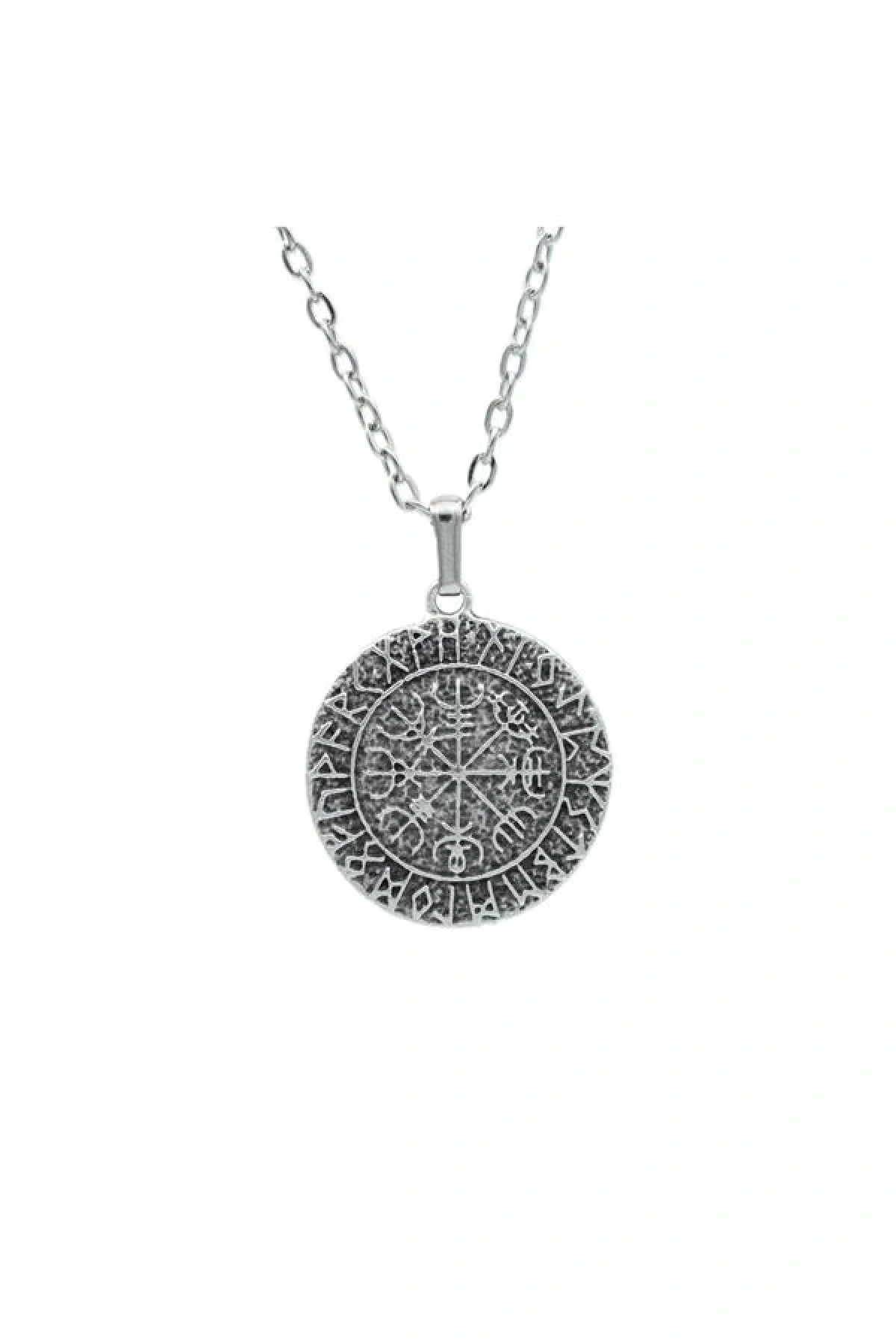 Vegvisir Viking Pusulası Gümüş Kaplama Kolye