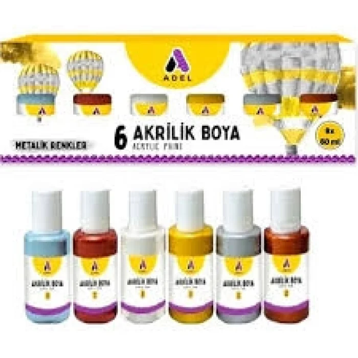 Adel Akrilik Boya 60 Ml Metalik Renkler 6 Lı