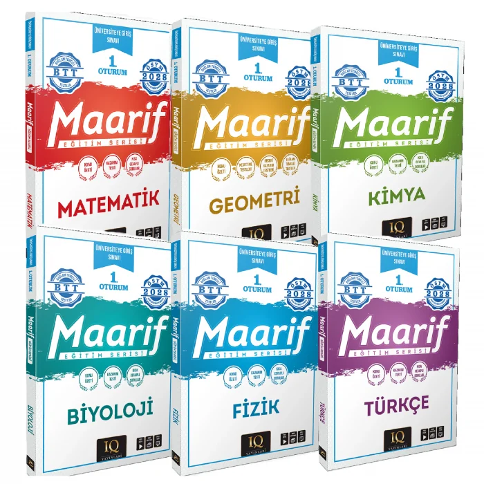 IQ Yayınları 2028 TYT Maarif Eğitim Serisi 1. Oturum 6LI SET (MAT+TÜRKÇE+GEOMETRİ+FİZİK+KİMYA+BİYOLOJİ)