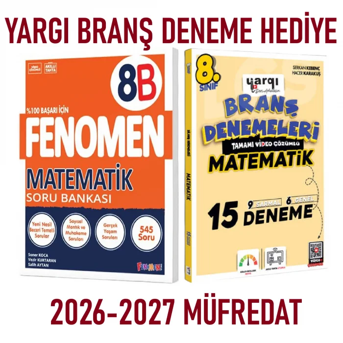 Fenomen 8. Sınıf B Matematik Soru Bankası + Yargı Yayınları Deneme Hediye