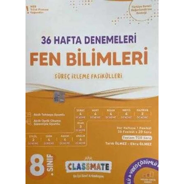 8. Sınıf Classmate 36 Hafta Denemeleri Fen Bilimleri