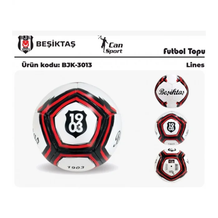 Beşiktaş Lisanslı Futbol Topu - Siyah Beyaz Şeritli