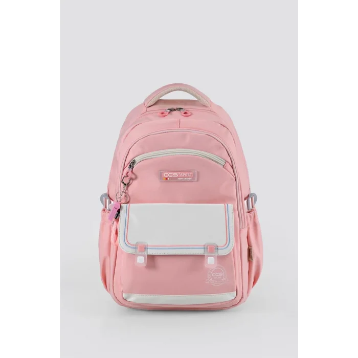 ÇÇS Çanta Düz Pembe Beyaz Okul Çantası