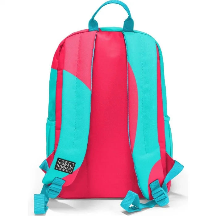 Coral High Neon Mercan Turkuaz Desenli Okul Sırt Çantası