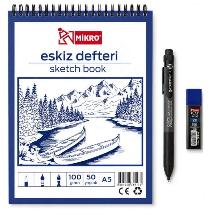 eskiz defteri A5 kalem uç seti hediyeli