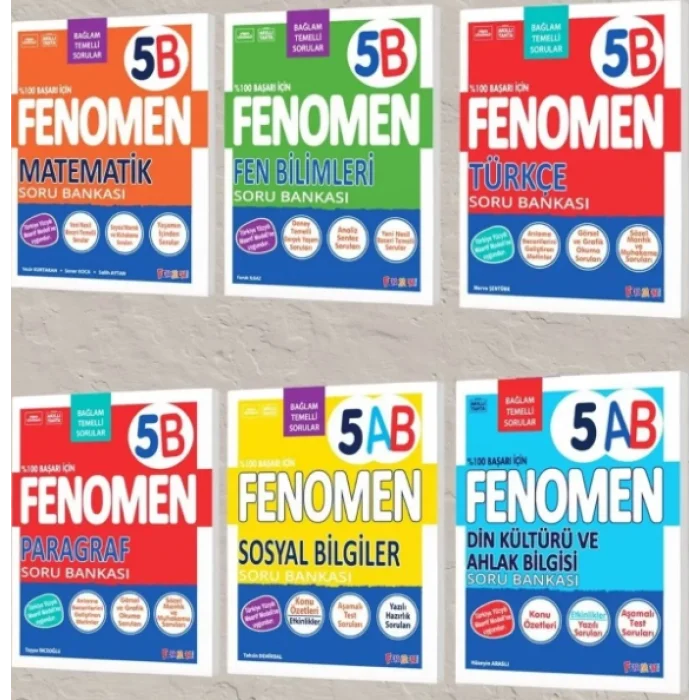 Fenomen Yayınları 5. Sınıf B Soru Bankaları Seti 6 Kitap