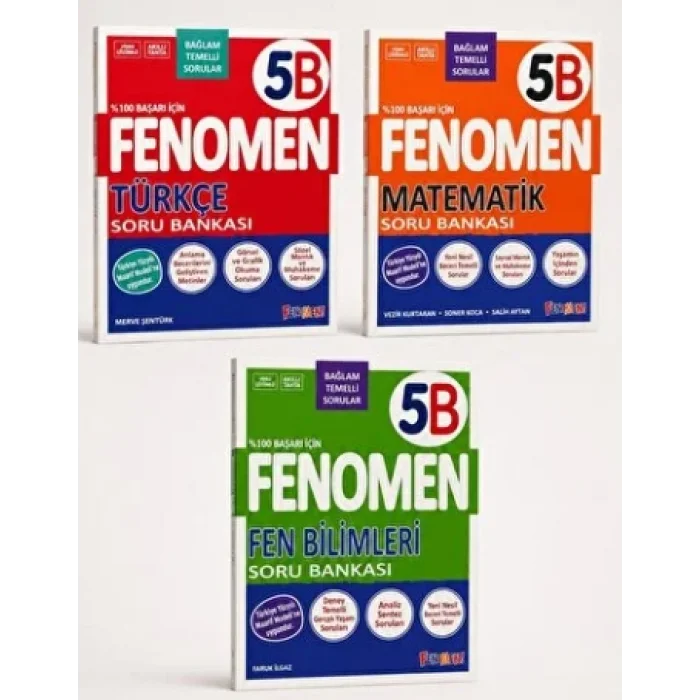 Fenomen Yayınları 5. Sınıf Matematik-Türkçe-Fen B Soru Bankaları