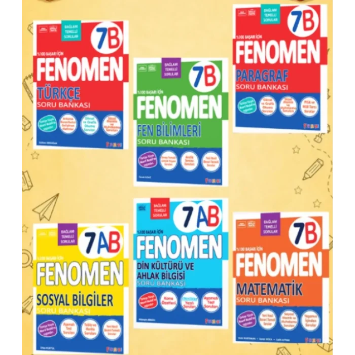 Fenomen Yayınları 7. Sınıf B Soru Bankaları Seti 6lı