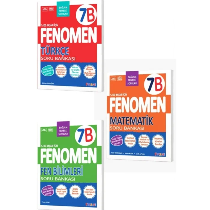 Fenomen Yayınları 7. Sınıf Matematik-Türkçe-Fen B Soru Bankaları