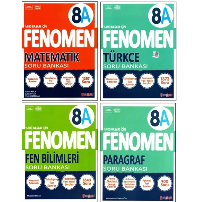 Fenomen Yayınları 8. Sınıf A Soru Bankaları Seti 4lü