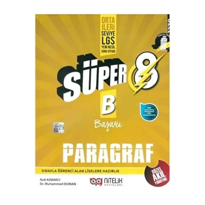 Nitelik Yayınları Nitelik 8 Paragraf Süper B Sb