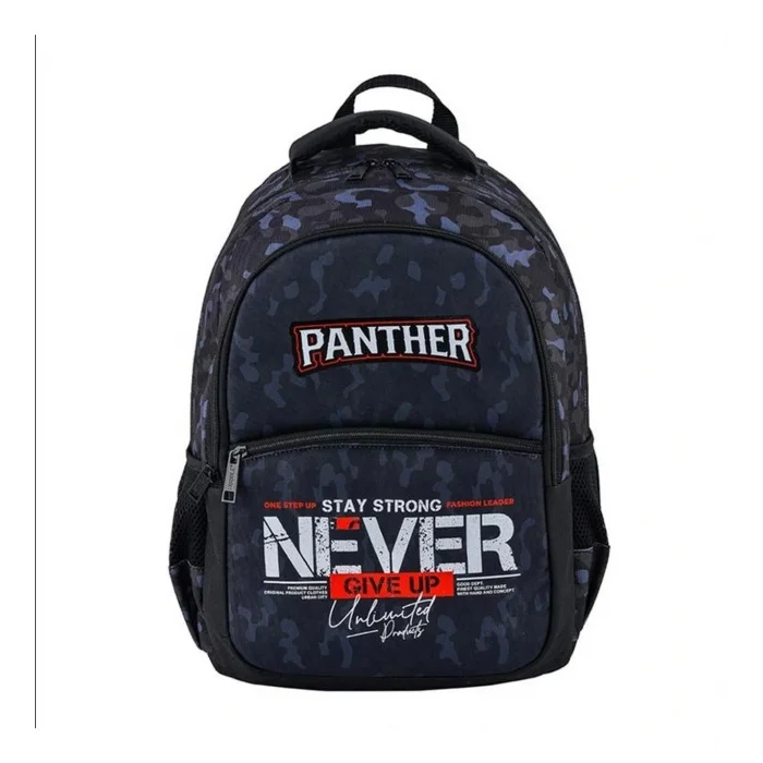 Panther Never Give Up Üç Bölmeli Okul Çantası