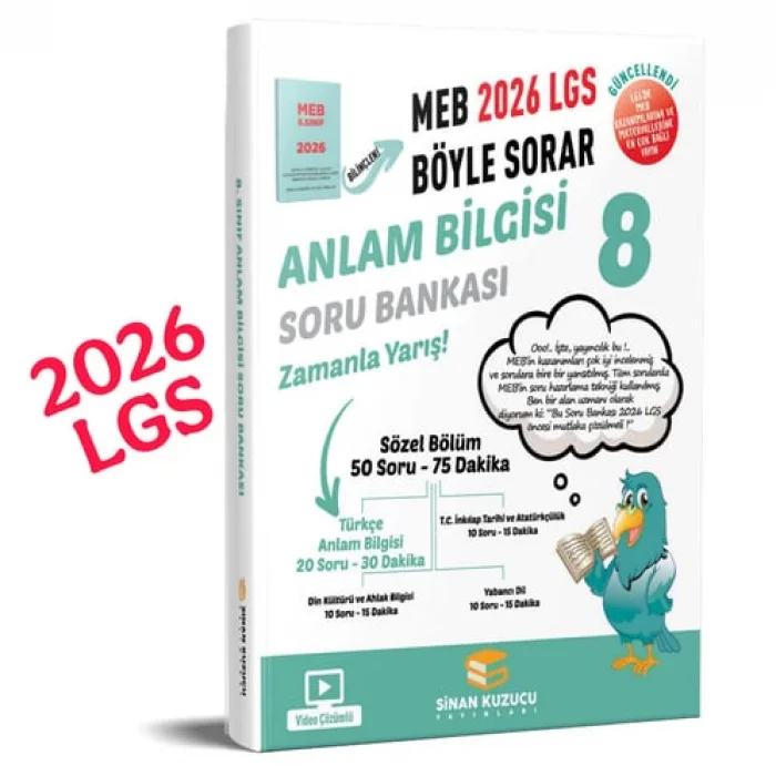 sinan kuzucu 8. Sınıf 2026 Lgs Meb Böyle Sorar ANLAM BİLGİSİ Soru Bankası Video Çözümlü