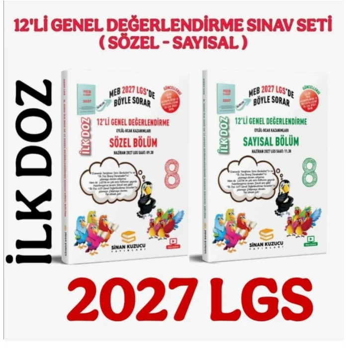 Sinan Kuzucu İlk Doz 12li Genel Değ. Sınav Seti 8. Sınıf 2027 ( SAYISAL + SÖZEL 1.DÖNEM )