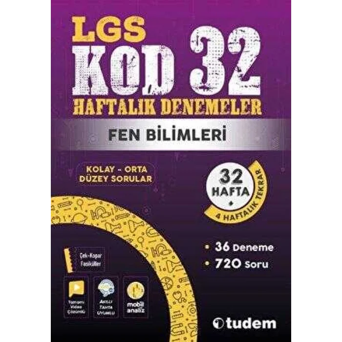 Tudem Yayınları 8. Sınıf Fen Bilimleri Kod 32 Haftalık Denemeleri