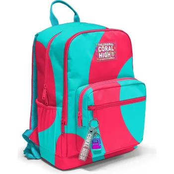 Coral High Neon Mercan Turkuaz Desenli Okul Sırt Çantası