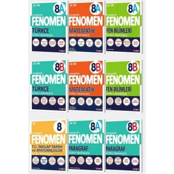 Fenomen Yayınları 8. Sınıf 9lu Tüm Dersler Soru Bankaları Seti