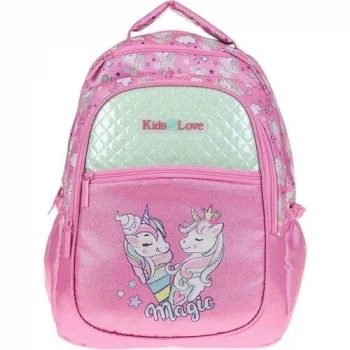 Kaukko Kids&Love Unicorn Desenli Pembe Okul Çantası