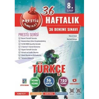 Nartest Yayınevi 8. Sınıf Haftalık Türkçe Denemeleri